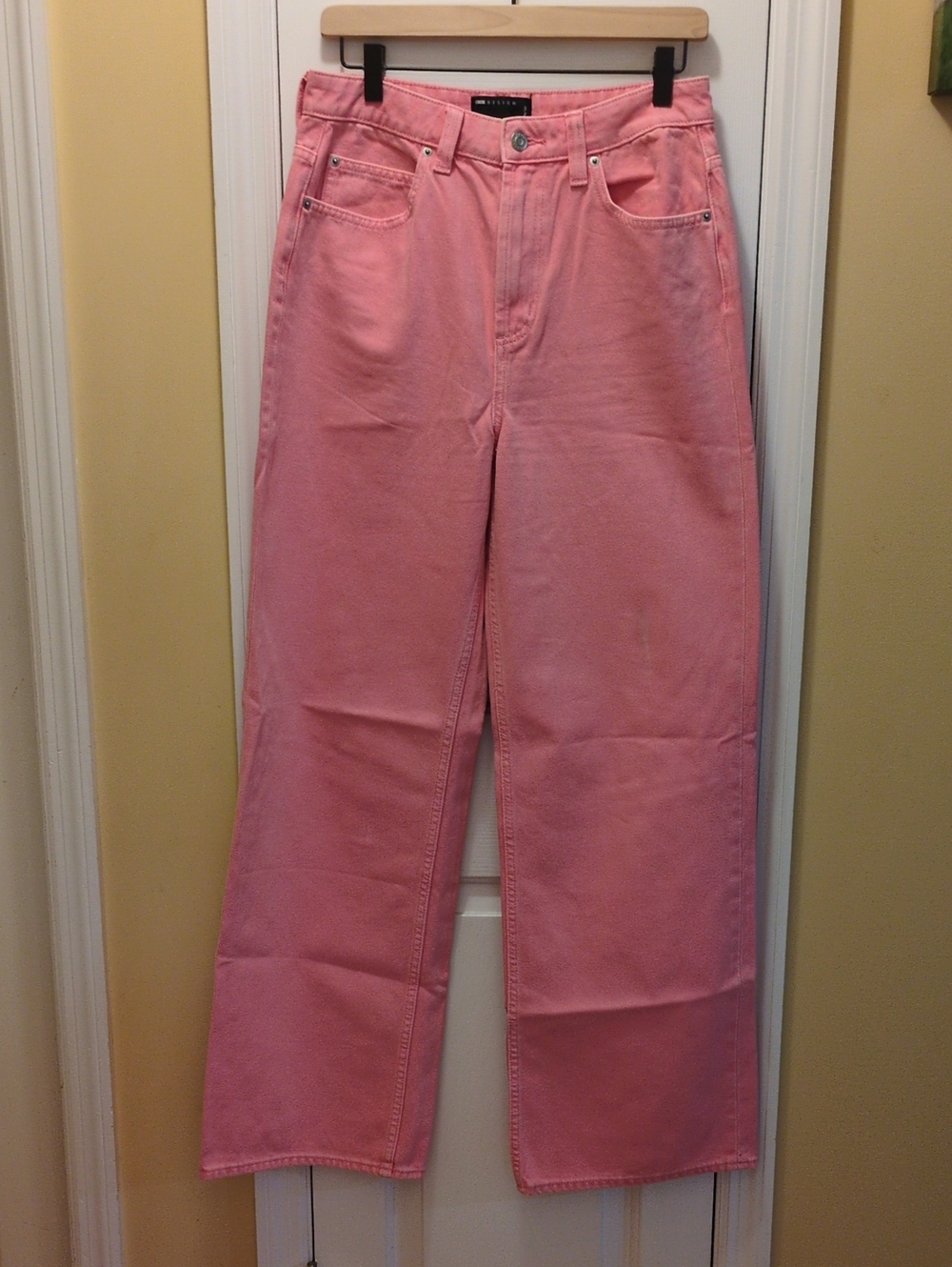 asos Design High-Rise Pink Wide-Leg Jeans